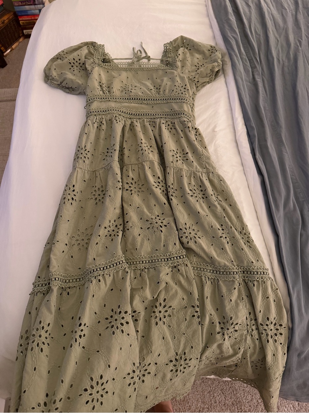 Boutique Green Eyelet Maxi Dress